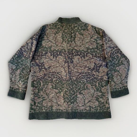 Vintage Whortleberry Scotland Wool Cardigan Sweater M Green Floral Knit - Picture 4 of 10